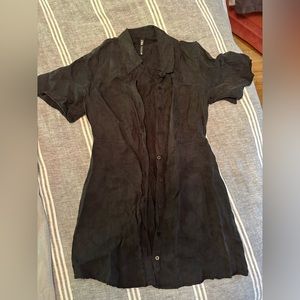 Zara short sleeve button up shirt dress size M black